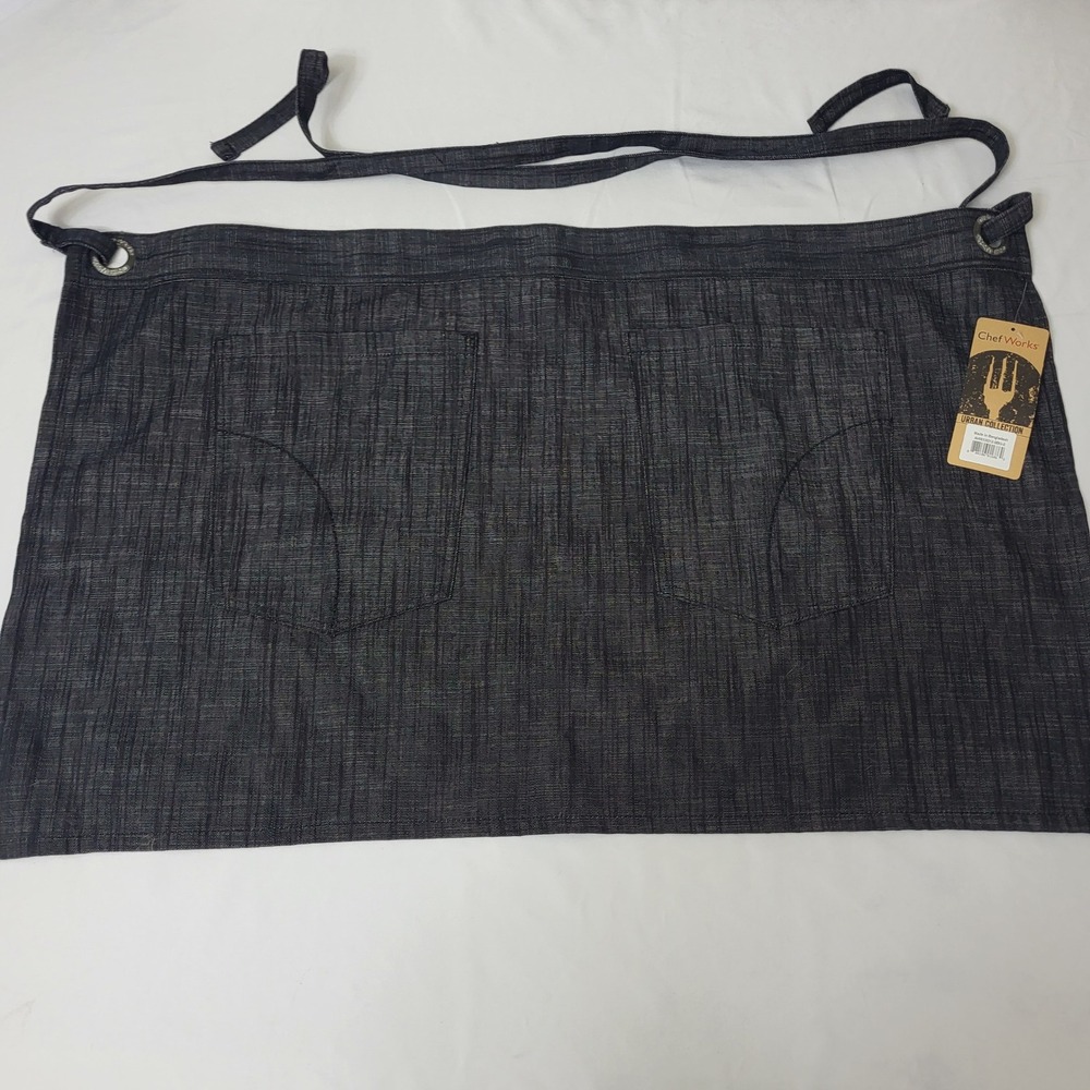 Chef Works Urban Collection Corvallis Half Bistro Bib Apron Denim NEW
